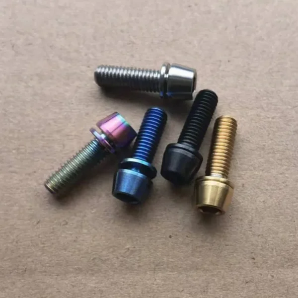 2/ 6/ 12/ 24pcs Titanium Bolt M5X16 M5X18 M5X20mm Cone Head with Gasket Washer Bicycle Stem Screws Titanium Stem Bolts